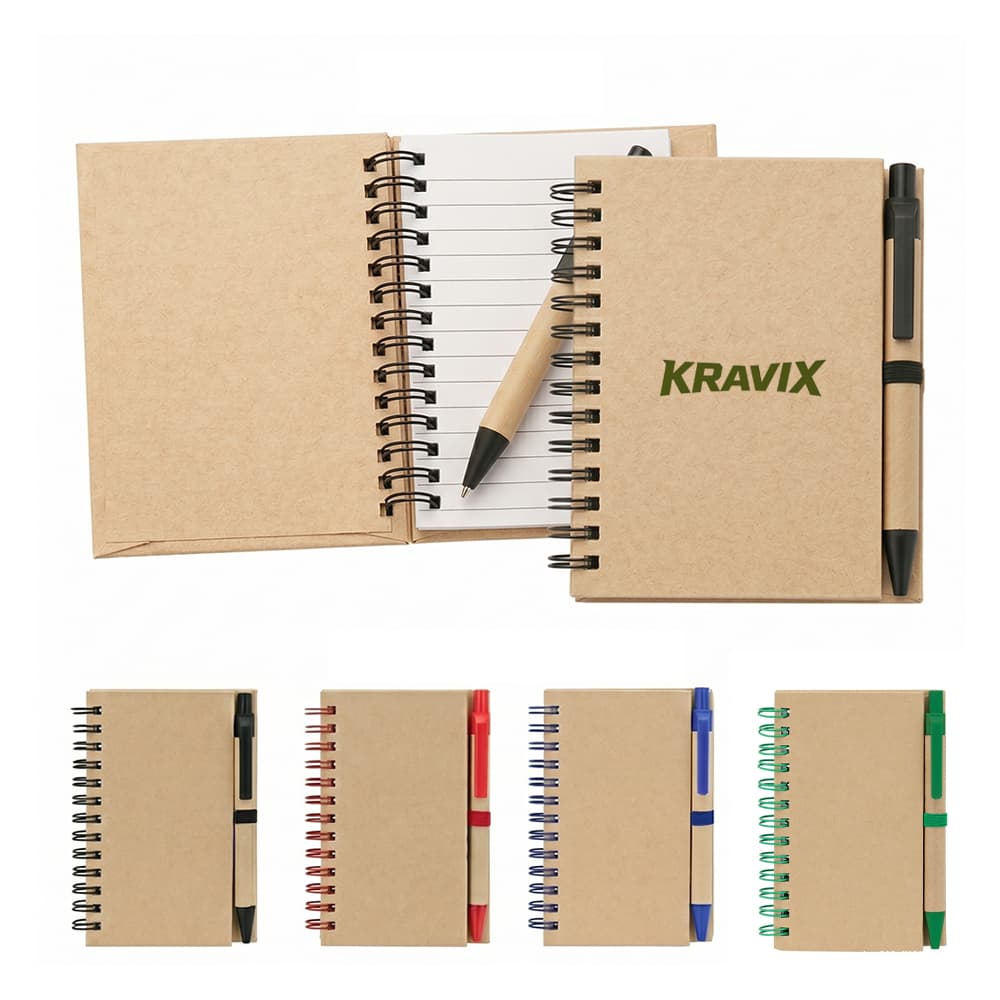 Kraft Spiral Notebook w/ Pen