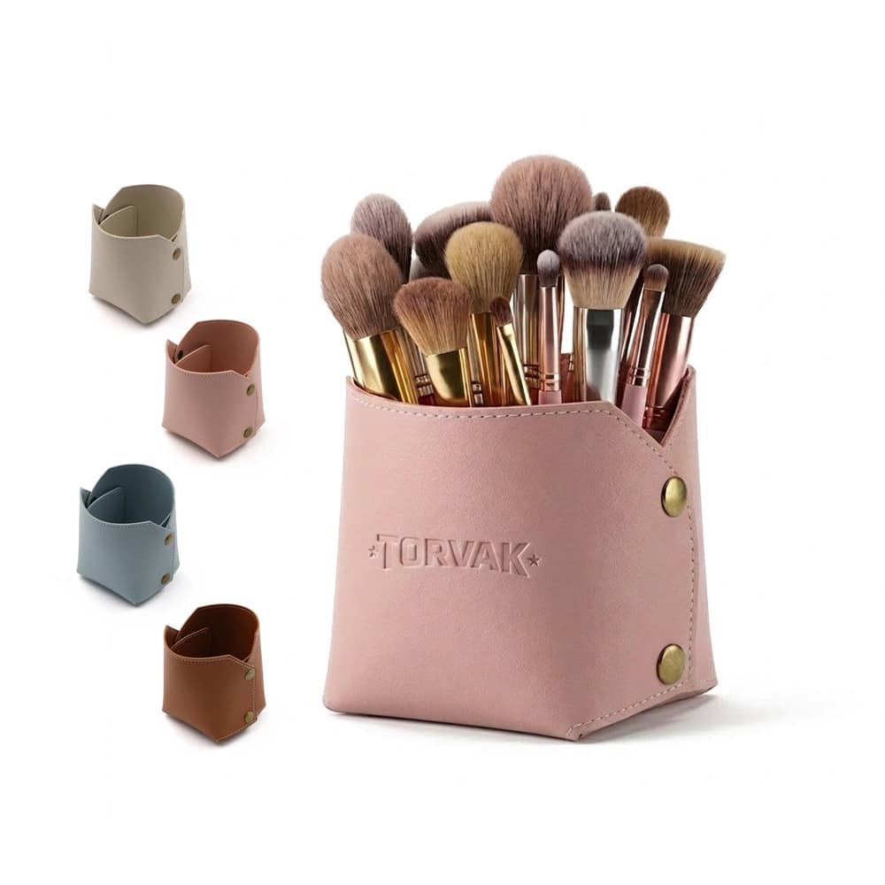 Foldable Faux Leather Pen Holder